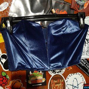 Victorias Secret Blue Velvet Corset-Like Top Fancy